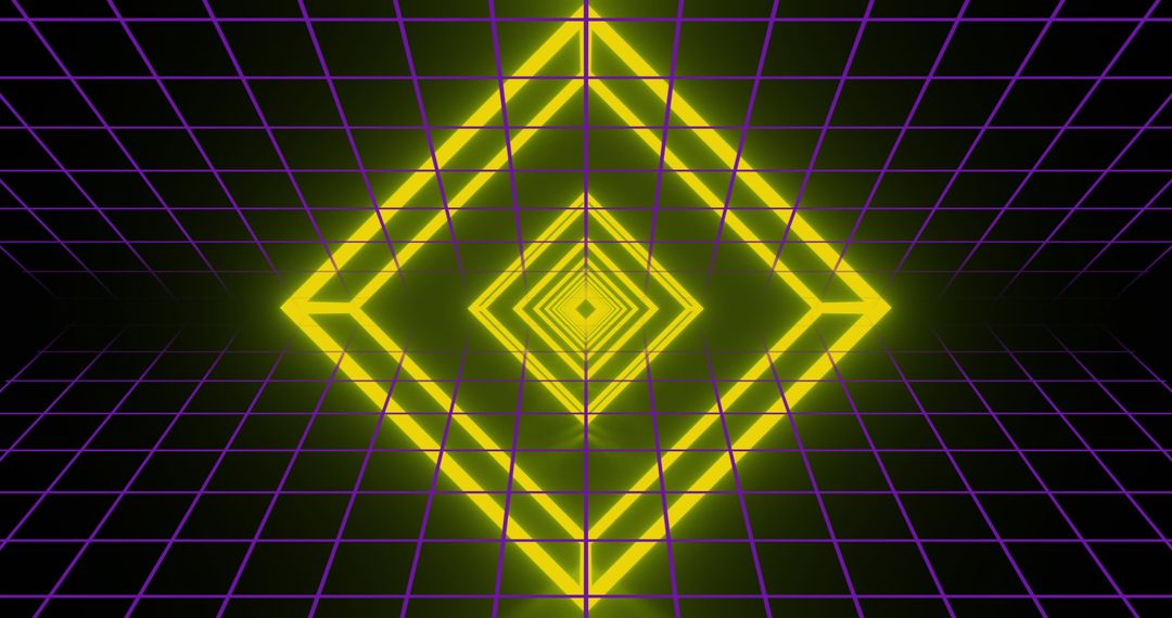 Retro Flash Sale Concept with Neon Diamond and Grid Design