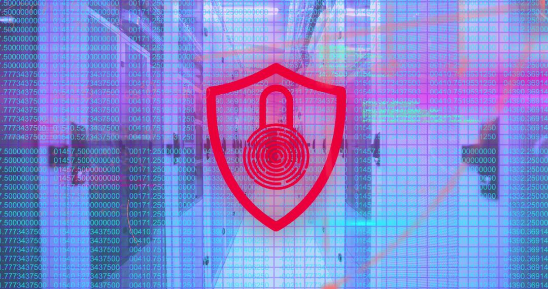 Cybersecurity Padlock Overlay on Data Server Room