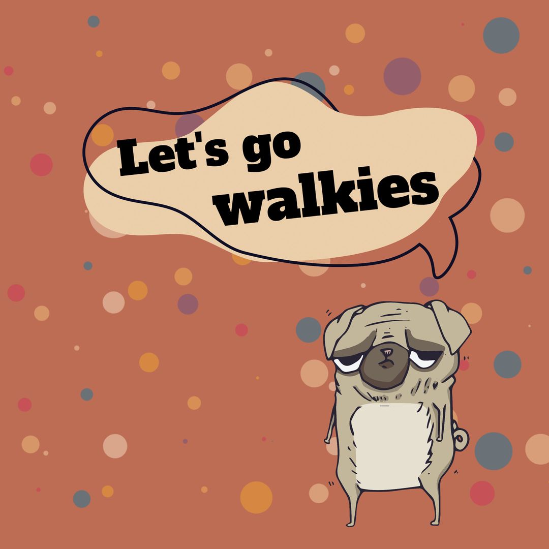 Cute Pug Urging for a Walk on Spotted Background