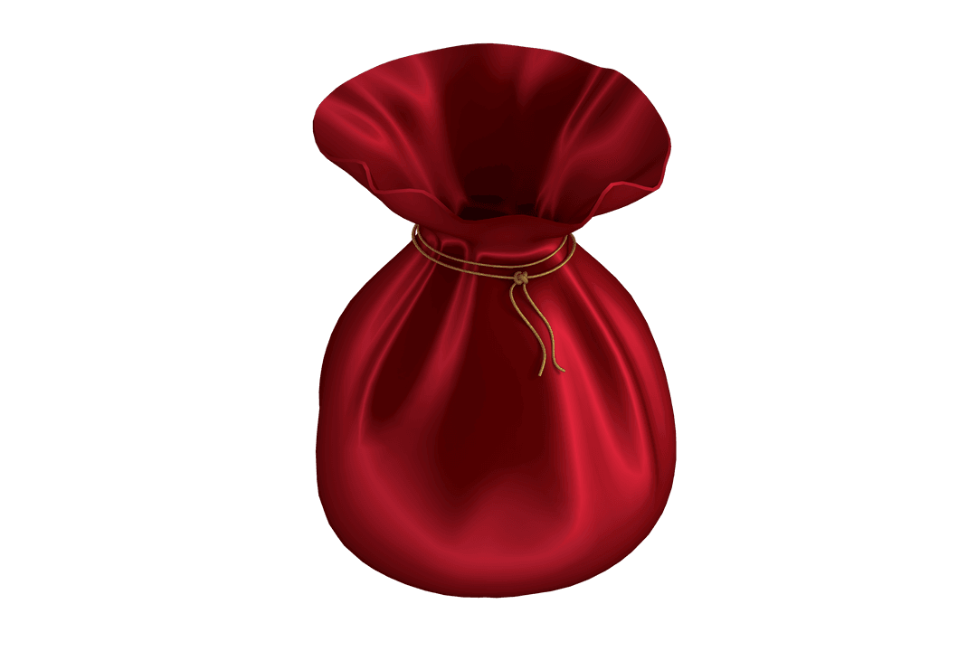 Digital Illustration of Red Satin Bag on Transparent Background
