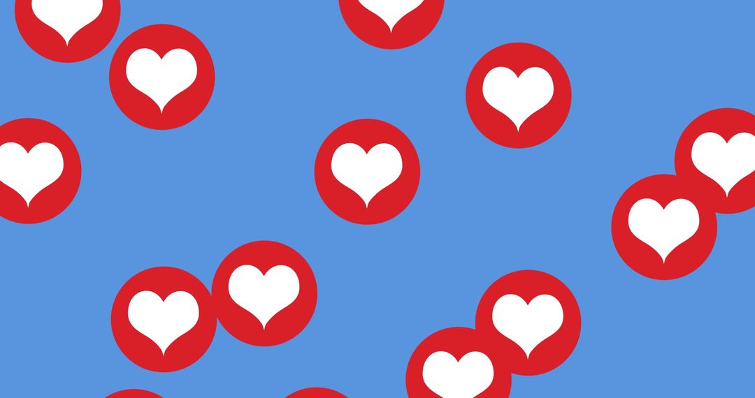 Heart Icons on Blue Background Representing Social Media Love