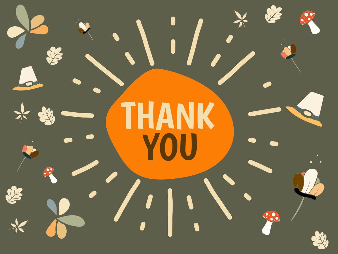 Thank you with autumn themed design and icons