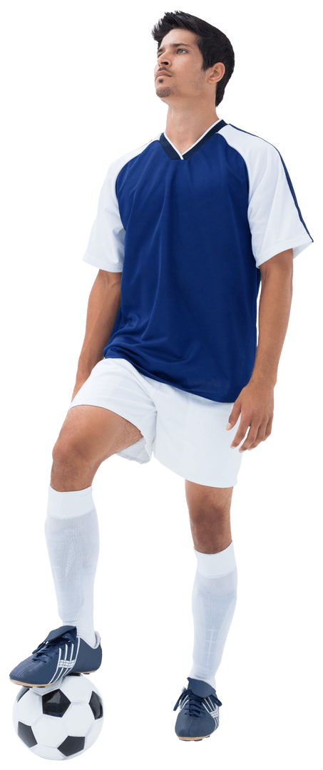 Caucasian Male Football Player on Transparent Background