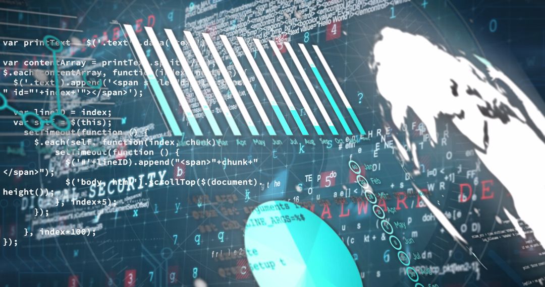 Digital data streams flowing over global map technology concept