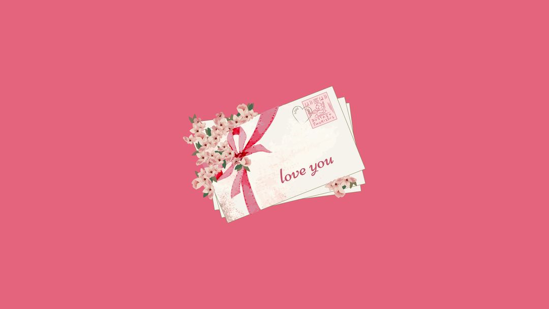 Romantic Love Letter With Flowers and Pink Background - Download Free Stock Templates Pikwizard.com