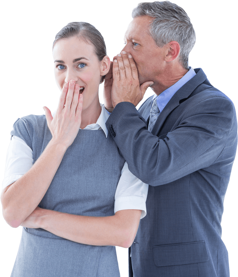Caucasian Business Colleagues Sharing Secret with Transparent Background