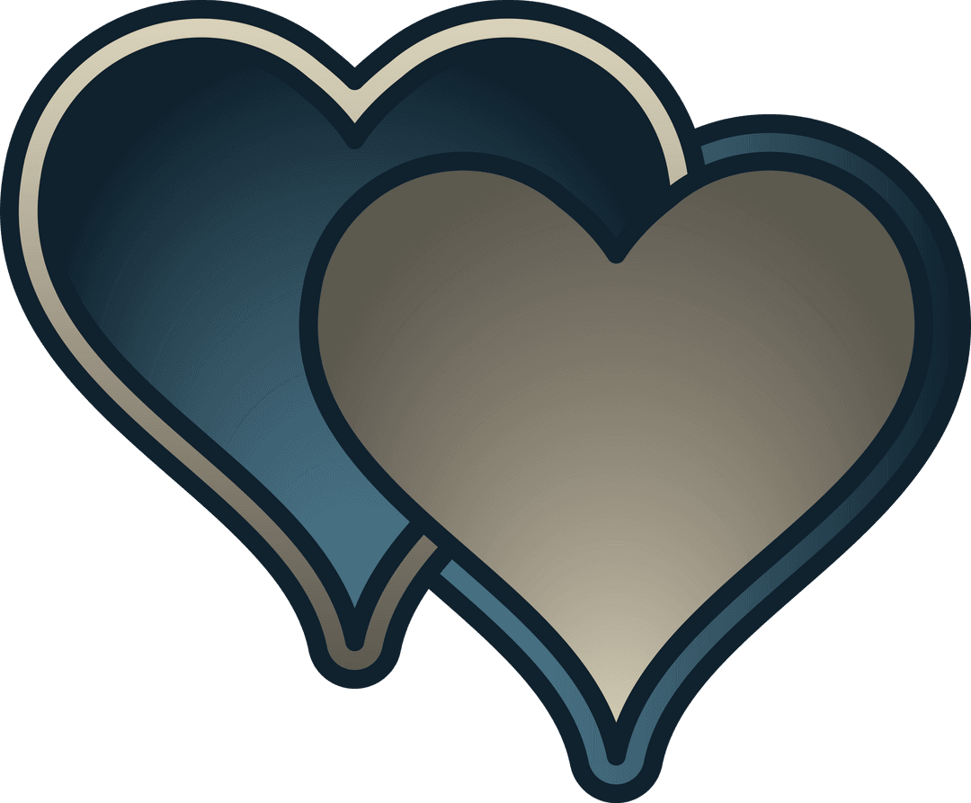 Intertwined Blue Hearts on Transparent Background
