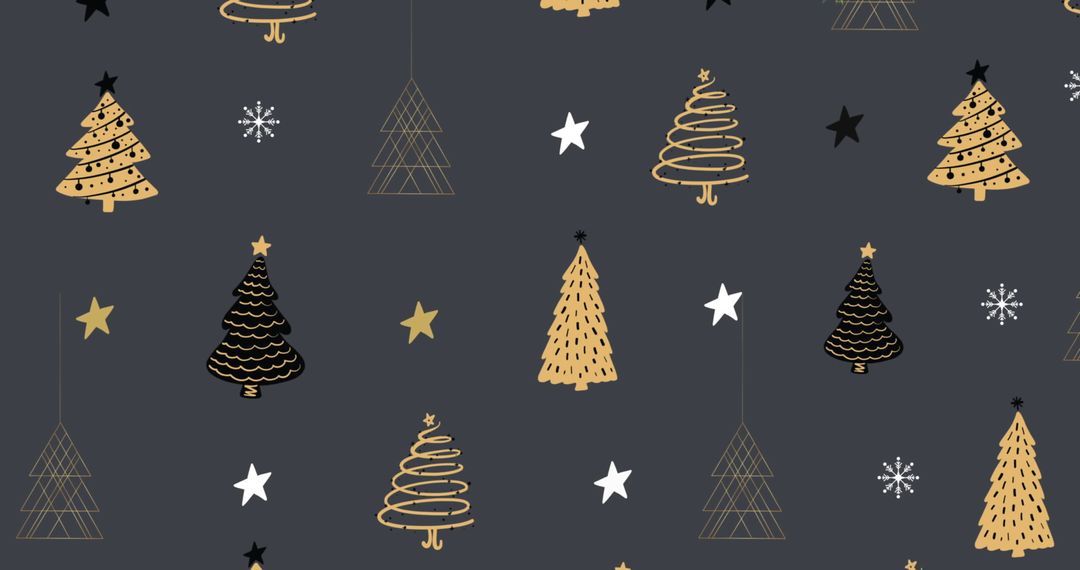 Festive Pattern with Christmas Trees on Grey Background
