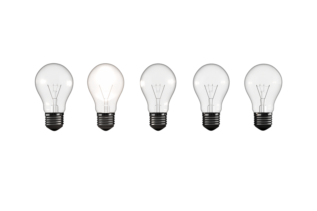 Single Glowing Light Bulb Illustration on Transparent Background - Download Free Stock Images Pikwizard.com