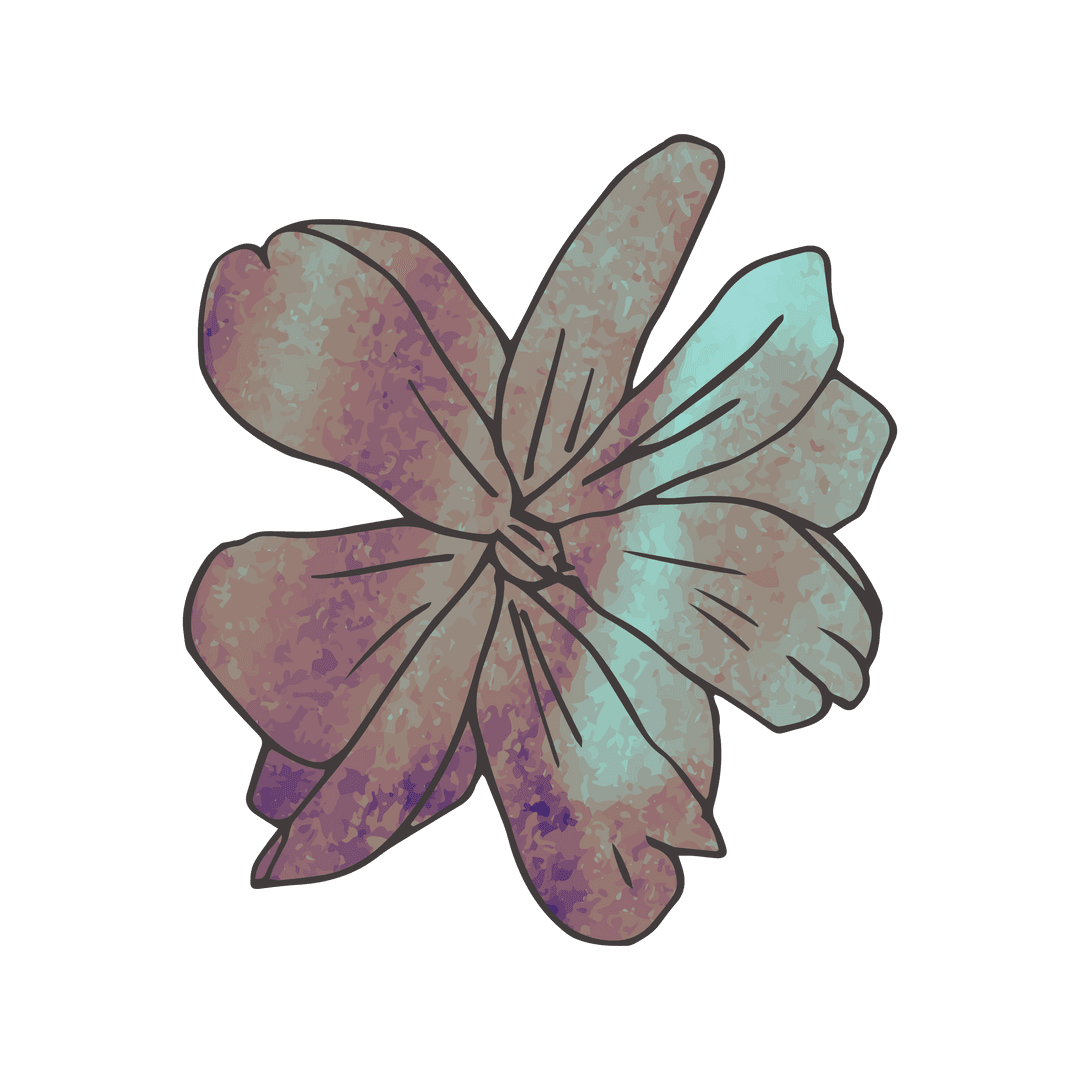 Abstract Iridescent Flower Symbol on Transparent Background
