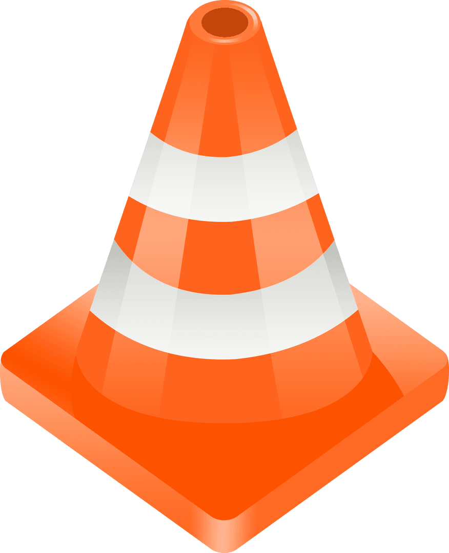 Transparent Vector Icon of Bright Orange Traffic Cone