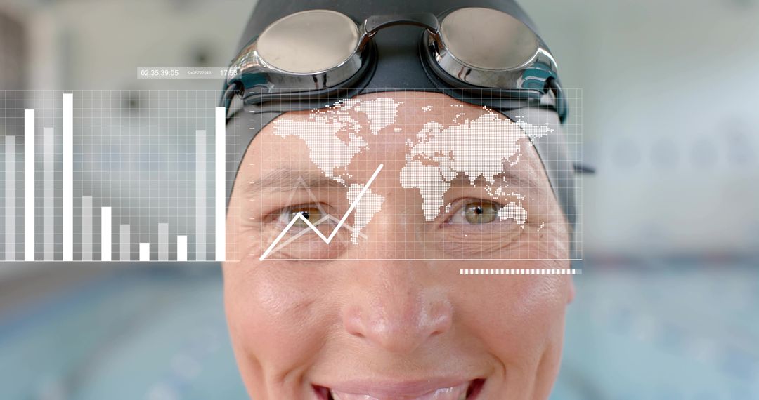 Mature Swimmer Training with Smart HUD Overlays Tracking Performance and Global Metrics