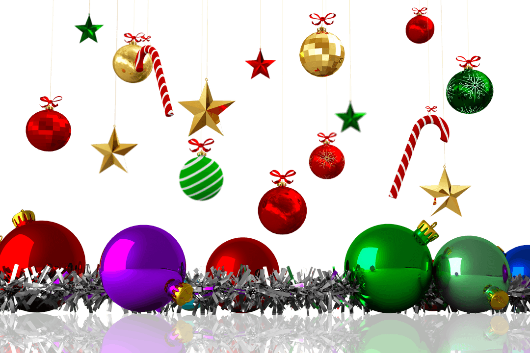 Vibrant Christmas Ornaments on Transparent Background for Annual Festivities