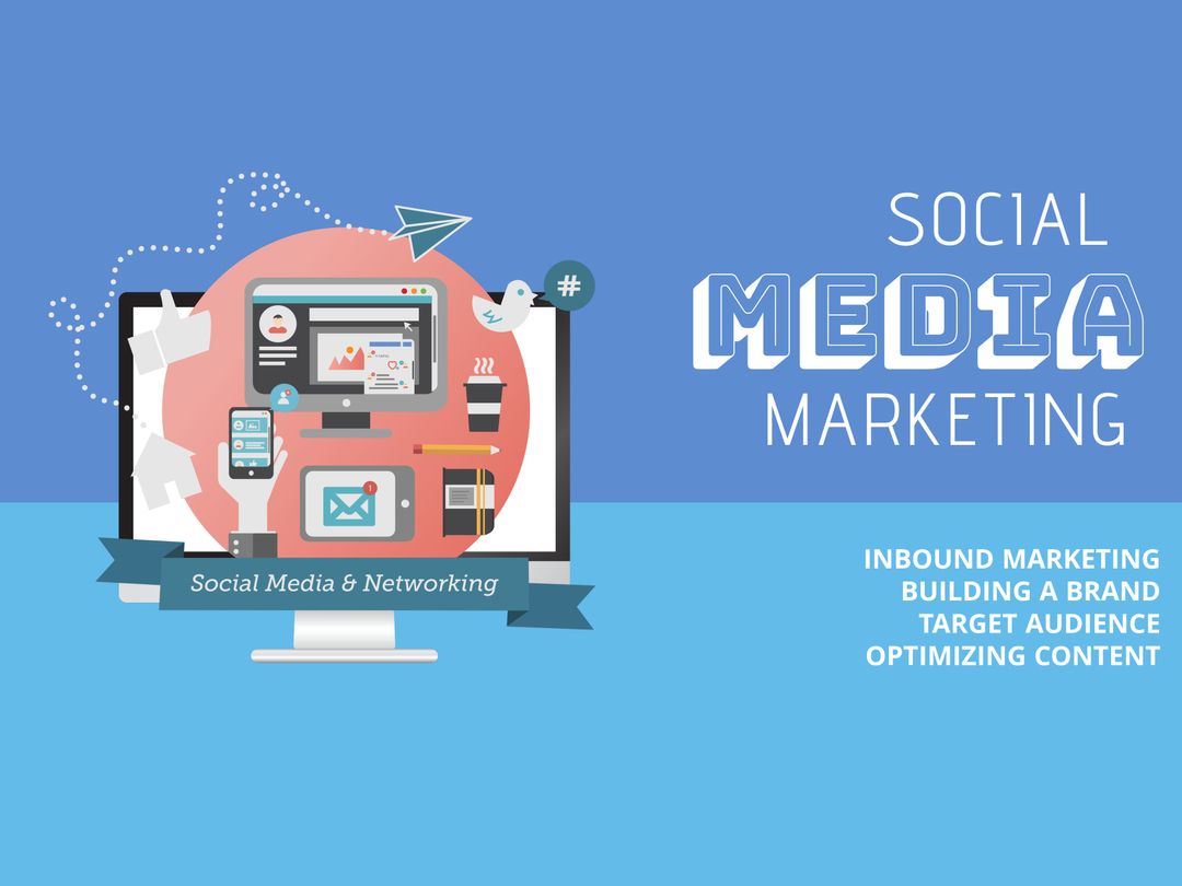 Digital Marketing Concept with Social Media Icons on Monitor