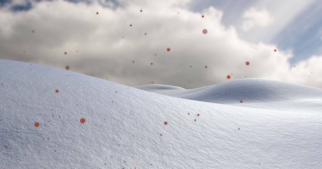 Christmas Snowy Landscape with Red Falling Elements