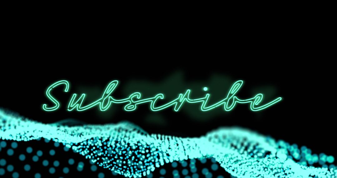 Neon Subscribe Text with Abstract Waving Mesh Background