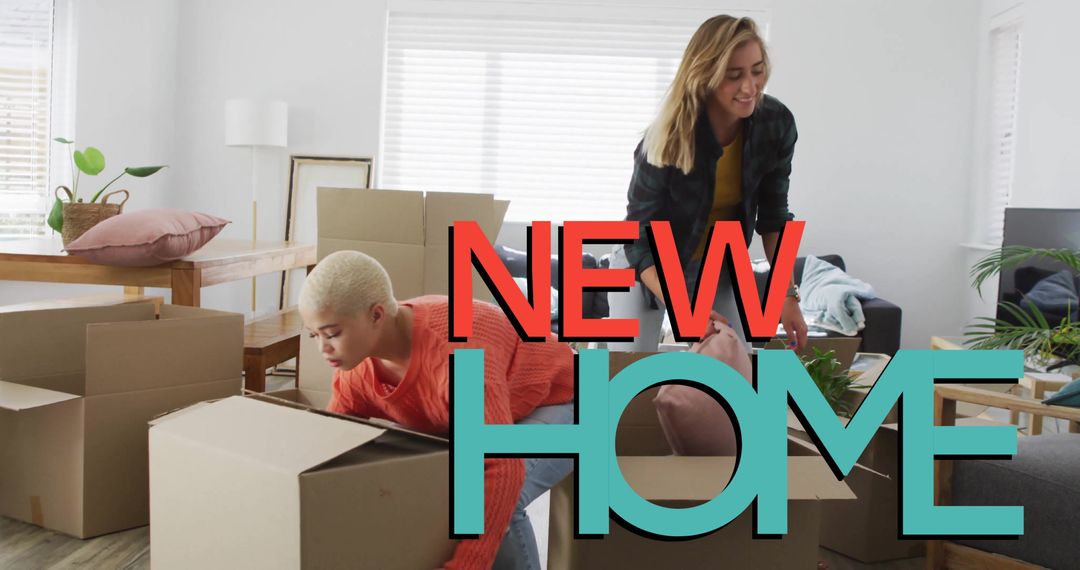 LGBTQ Couples Unpacking Boxes in New Home
