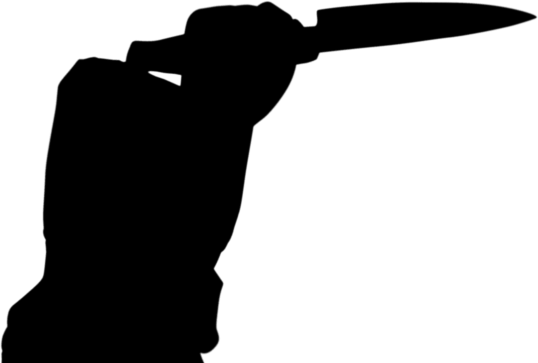 Hooded Silhouette with Knife on Transparent Background