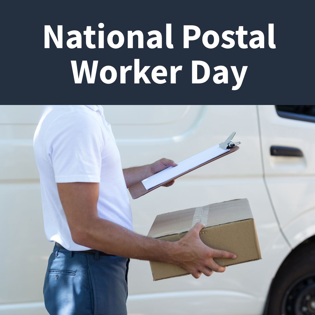 National Postal Worker Day Celebration with Delivery Man Holding Package - Download Free Stock Templates Pikwizard.com