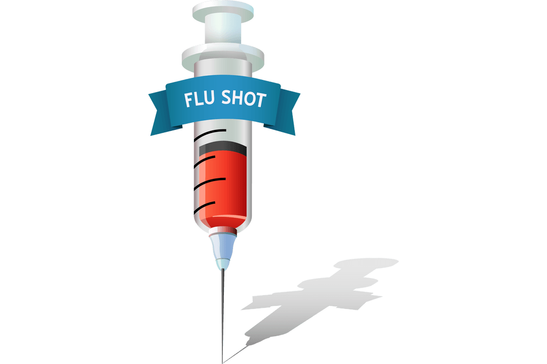 Transparent Syringe Illustration with Flu Shot Banner