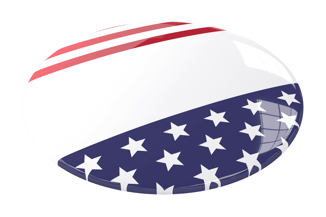USA Flag Colors Button Badge on Transparent Background