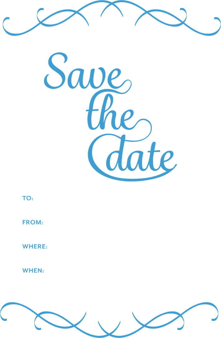 Elegant Blue Save the Date Transparent Design Template