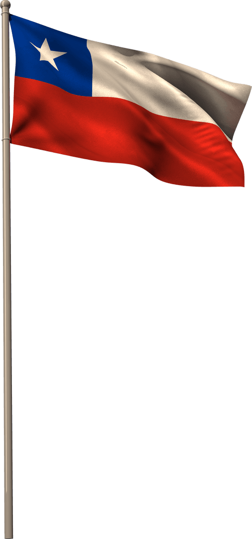 Chilean National Flag Waving on Transparent Background