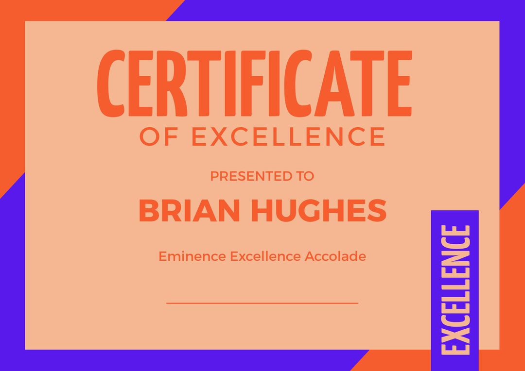 Certificate of Excellence Award Template with Bold Colors - Download Free Stock Templates Pikwizard.com