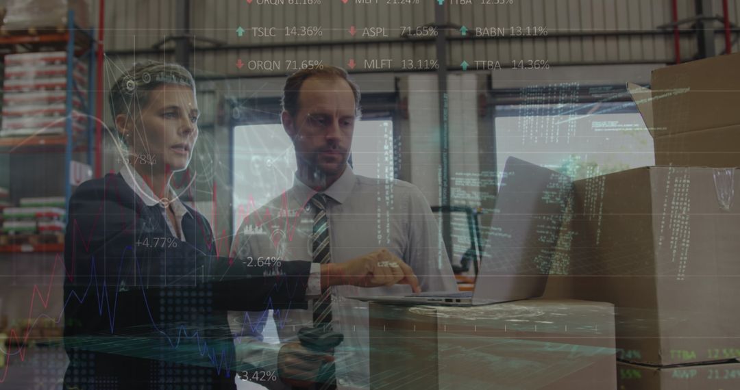 Warehouse Team Analyzing Data for Inventory Management