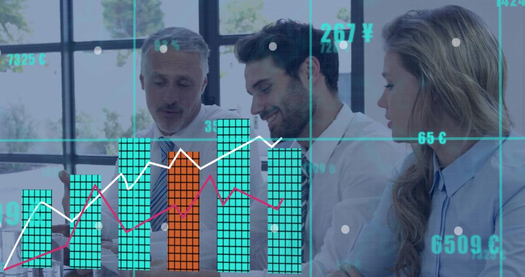 Coworkers Collaborating with Data Analytics Overlay
