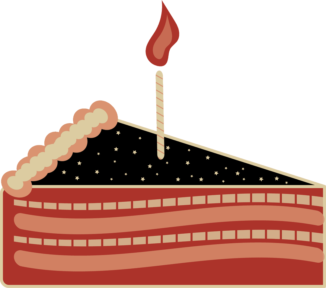 Transparent Cake Illustration with Lit Candle Minimalistic Design