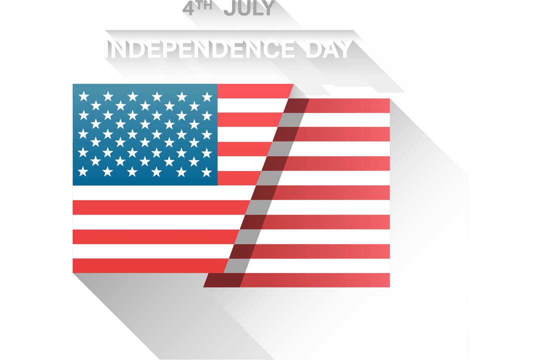 Transparent Patriotic USA Flag with Independence Day Text Shadow
