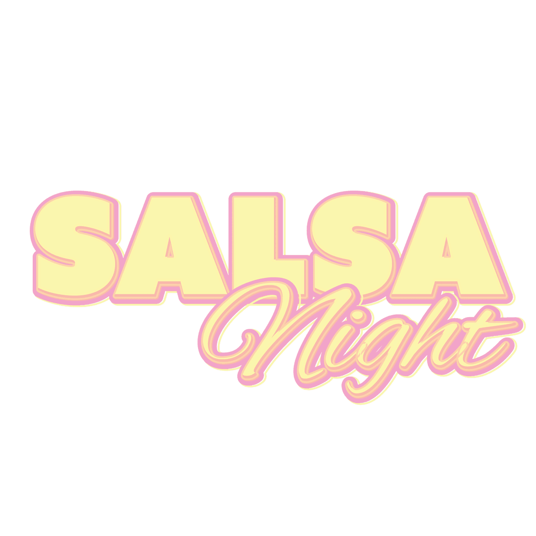 Stylized Transparent Salsa Night Text on Transparent Background