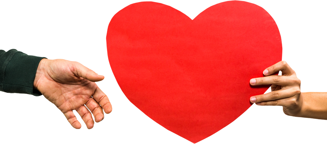 Woman's Hand Giving Heart Shaped Paper to Man on Transparent Background - Download Free Stock Images Pikwizard.com