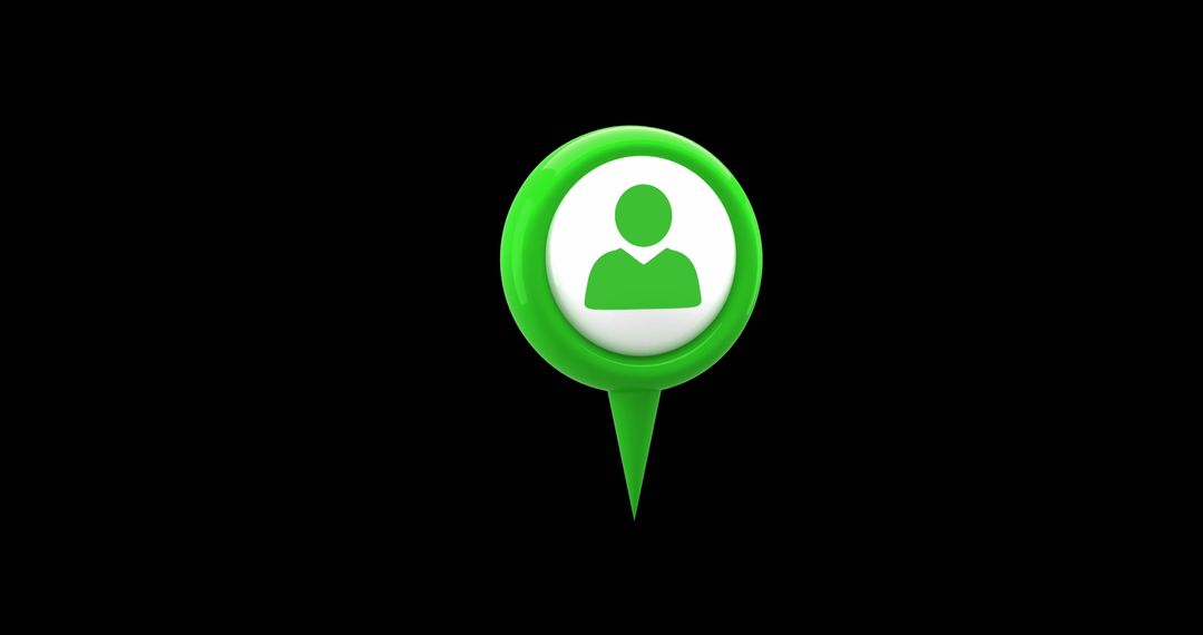Green Map Pin with Profile Icon on Black Background