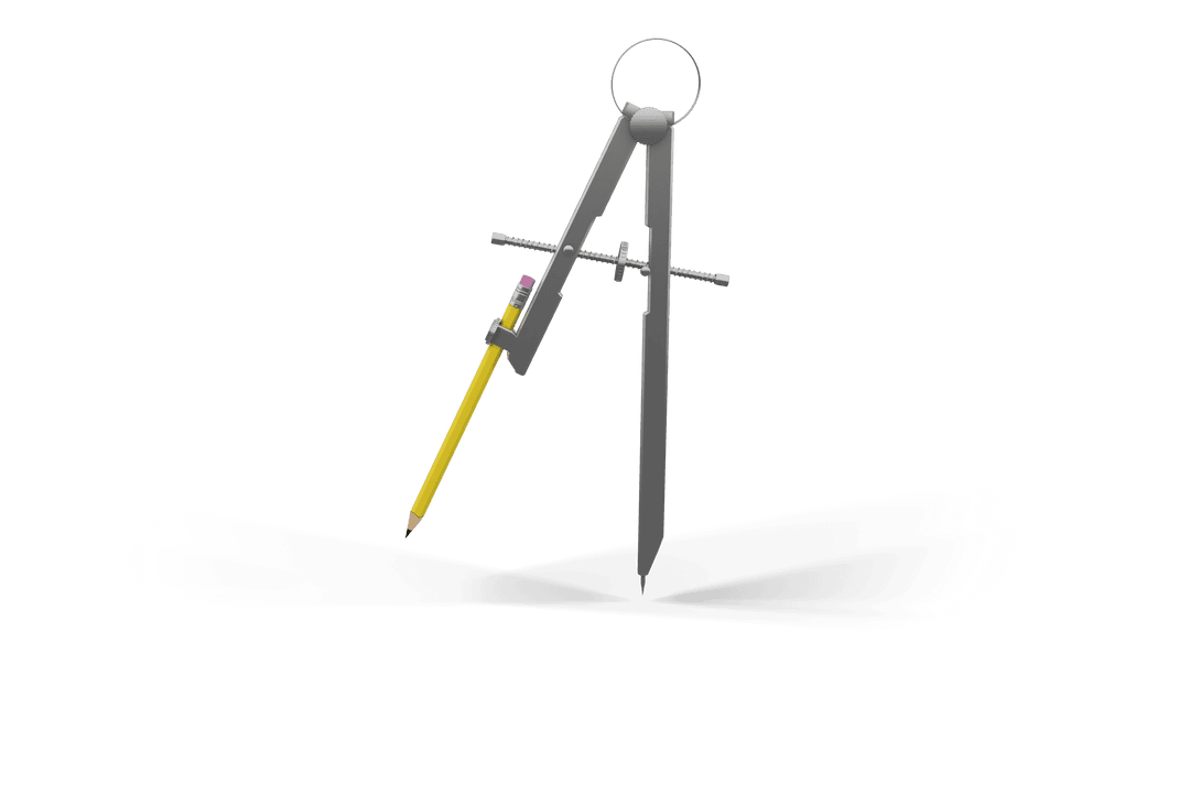 Transparent Illustration of Drawing Compass with Pencil