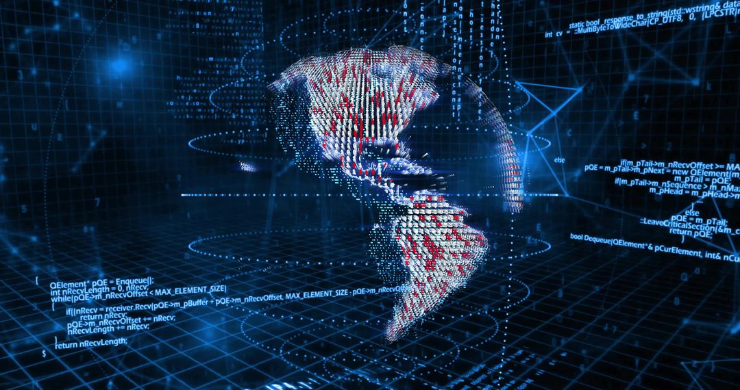 Floating Holographic Globe and Digital Network Visualization