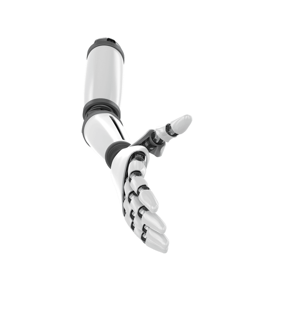 Digital Robotic Arm Gesture on Transparent Background