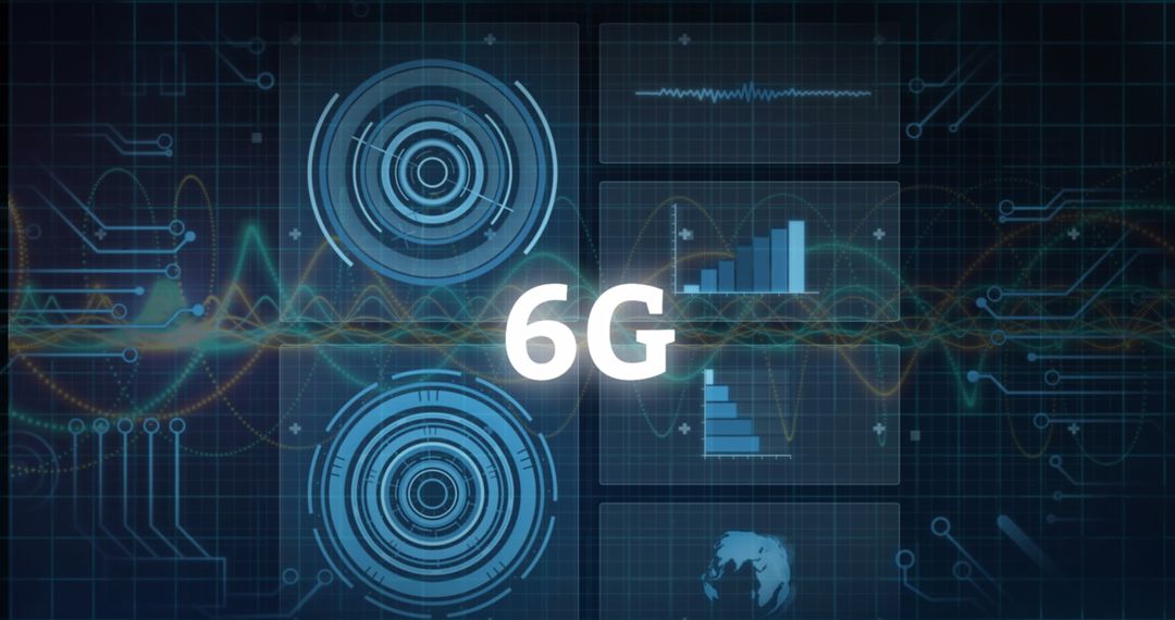 Futuristic 6G Technology Concept with Data and Connections