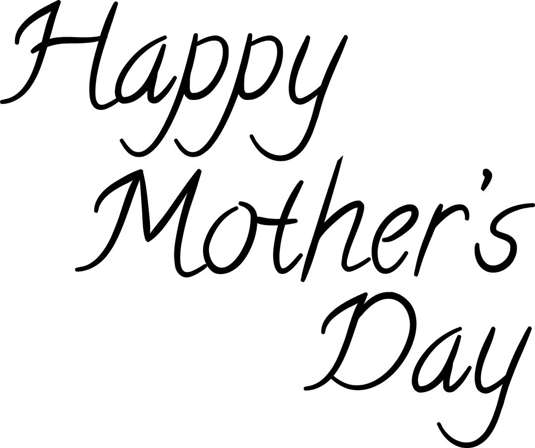 Elegant Happy Mother's Day Text on Transparent Background