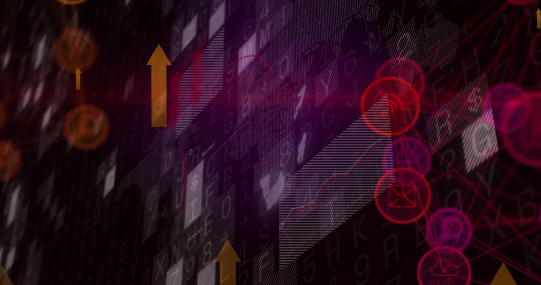 Digital Financial Data Visualization with Arrows and Symbols