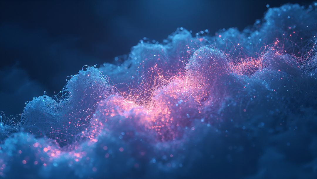 Futuristic Abstract Network with Glowing Mesh and Nodes