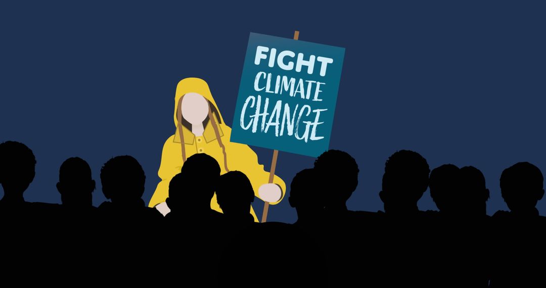 Crowd Protesting Climate Change Holding Banner for Environmental Awareness