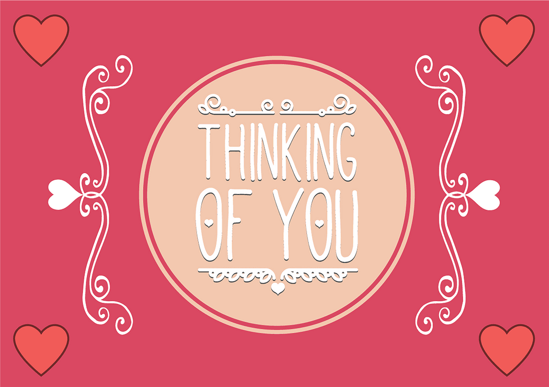 Transparent Pink Card with Romantic Thinking of You Message