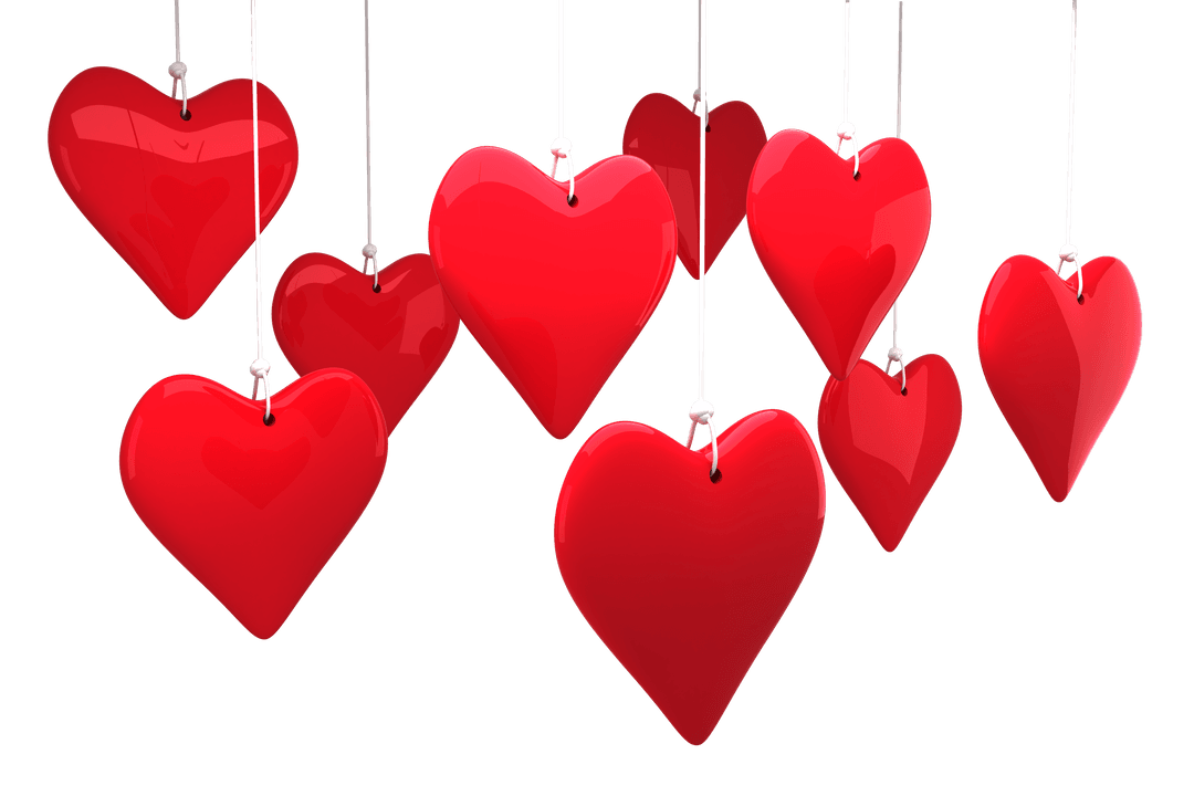 Floating Red Hearts Illustration Transparent Love Symbol