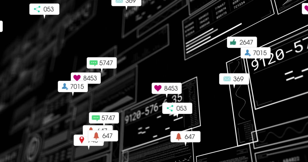 Virtual Dashboard Popup Notifications in Futuristic Interface