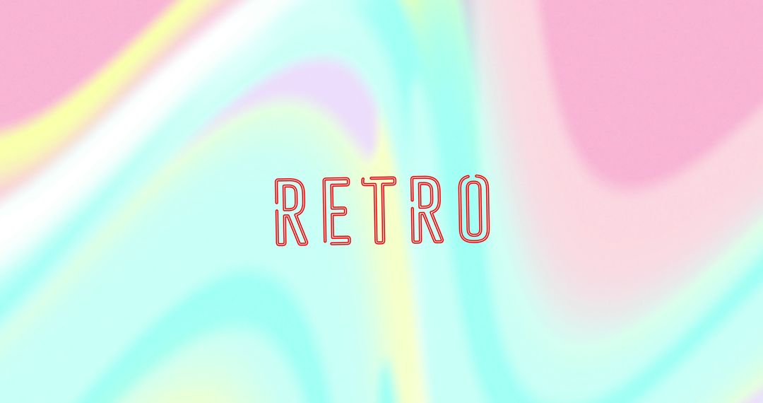 Retro Neon Text Over Pastel Wave Pattern