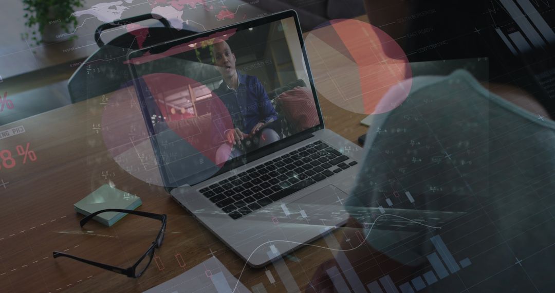 Virtual Business Meeting with Digital Analytics Overlay