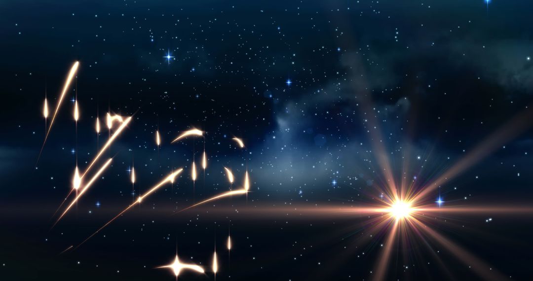 Festive Fireworks Display in Starry Night Sky