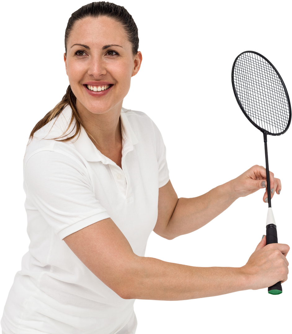 Female Player Smiling and Playing Badminton, Transparent Background - Download Free Stock Images Pikwizard.com